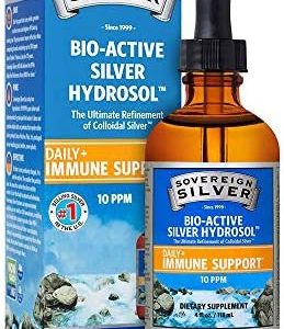 Sovereign Silver Bio-Active Silver Hydrosol for Immune Support - Colloidal Silver Liquid - 10 ppm, 4oz (118mL) - Dropper